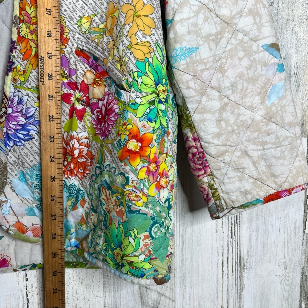 Johnny Was Reversible Dreamer‎ Quilted Jacket M Medium Blooming Floral Patchwork - Picture 16 of 17